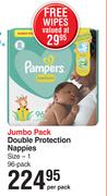 Pampers Jumbo Pack Double Protection Nappies Size 1 96 Pack-Per Pack