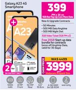 2 x Samsung Galaxy A23 4G Smartphone-On 1GB Red Top Up Core More Data