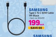 Samsung Type C To C 60W Cable 1M-Black-Each