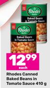Rhodes Canned Baked Beans In Tomato Sauce-410g