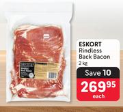 Eskort Rindless Back Bacon-2Kg Each