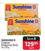 Sunshine D Original Margarine Brick-16 x 125g Each