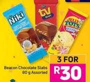 Beacon Chocolate Slabs Assorted-For 3 x 80g
