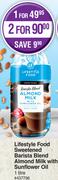 Lifestyle Food Sweetened Barista Blend Almond Milk With Sunflower Oil-For 2 x 1L