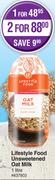 Lifestyle Food Unsweetened Oat Milk-1L