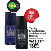 Yardly english Blazer Anti-Perspirant Roll-On Assorted-50ml Each