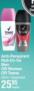 Shield Anti-Perspirant Roll-On For Men Or Women Or Teens Assorted-50ml Each