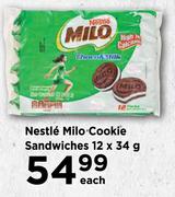 Nestle Milo Cookie Sandwiches-12 x 34g