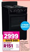 Univa 4 Plate Cable Stove 500mm (U405-1)