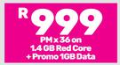 2 x Apple iPhone 14-On 1.4GB Red Core + Promo 1GB Data