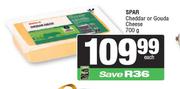 Spar Cheddar Or Gouda Cheese-700g Each
