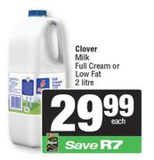 Clover Milk Full Cream Low Fat-2L Each