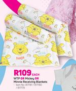 WTP Or Mickey Or Minnie Receiving Blankets-Each