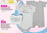 Bibs 2 Pack Assorted Or Unisex Cuddle Bunny Short Sleeve Body Vest Or Romper