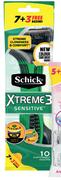 Schick Xtreme 3 Sensitive Disposable Razors 10 Pack-Per Pack
