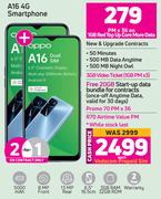 2 x Oppo A16 4G Smartphone-On 1GB Red Top Up Core More Data + On Promo 70