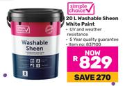 Simple Choice 20L Washable Sheen White Paint
