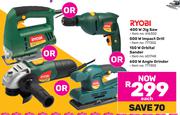Ryobi 400W Jig Saw Or 500W Impact Drill Or 150W Orbital Sander Or 650W Angle Grinder-Each