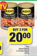 Koo Baked Beans In Tomato Sauce-For 2 x 410g