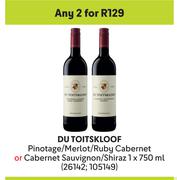 DU Toitskloof Pinotage/Merlot/Ruby Cabernet Or Cabernet Sauvigno/Shiraz-For 2 x 750ml