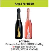 Bottega Prosecco Brut DOC, DOC Extra Dry Or Rose Brut-For 2 x 750ml