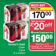 Hunter's Gold Cider Cans-For 2 x 6 x 440ml