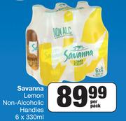 Savanna Lemon Non Alcoholic Handies-6 x 330ml Per Pack