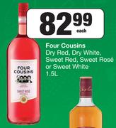 Four Cousins Dry Red, Dry White, Sweet Red, Sweet Rose Or Sweet White-1.5L Each
