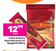 Fattis & Moni's Pasta Macaroni Or Spaghetti-500g Eac