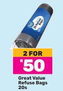 3Great Value Refuse Bags-For 2 x 20s