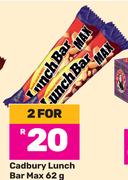 Cadbury Lunch Bar Max-For 2 x 62g