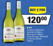 KWV Classic Collection Grenache Blanc,Sauvignon Blanc,Chardonnay,Moscato Or Shiraz/Rose-For 2x750ml