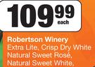 Robertson Winery Extra Lite, Crisp Dry White, Natural Sweet Rose Or natural Sweet White-3Ltr Each