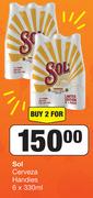 Sol Cerveza Handies 6 x 330ml-For 2