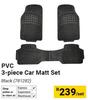 PVC 3 Piece Car Matt Set Black-Per Set