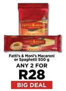 Fatti's & Moni's Macaroni Or Spaghetti-For Any 2 x 500g