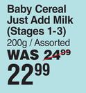 Purity Baby Cereal Just Add Milk (Stages 1-3)-200g