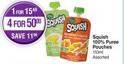 Squish 100% Puree Pouches Assorted-110ml