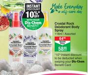 Nature's Nourishment Crystal Rock Deodorant Body Spray Assorted-118ml Each