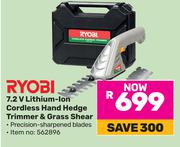 Ryobi 7.2V Lithium-Ion Cordless Hand Hedge Trimmer & Grass Shear