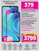 2 x Huawei Nova Y70 Smartphone-On 1GB Red Top Up Core More Data + On Promo 70