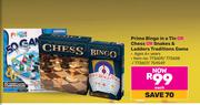 Prima Bingo In A Tin Or Chess Or Snakes & Ladders Traditions Game-Each