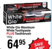 White Glo Maximum White Toothpaste Plus Toothbrush-150g