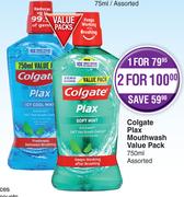 Colgate Plax Mouthwash Value Pack Assorted-For 2 x 750ml 