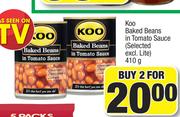 Koo Baked Beans In Tomato Sauce (Selected Excl.Lite)-For 2 x 410g