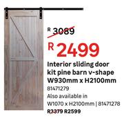 Interior Sliding Door Kit Pine Barn (V-Shape) W 930 mm x H 2100 mm