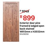 Exterior Door Pine Framed & Ledged Open Back Stained W 813 mm x H 2032 mm
