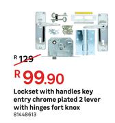 Fort Knox Lockset With Handles Key Entry (Chrome Plated) 2 Lever With Hinges