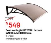 Multiwall Door Aw‌ning Bronze W 1200 mm x D 1000 mm