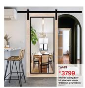 Interior Sliding Door Kit Pine Barn Mirror W 930 mm x H 2100 mm